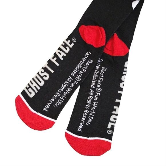 Ghost Face Red Black Halloween Themed 2 Pairs Unisex Crew Socks NWT - Picture 9 of 12